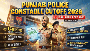 Punjab Police Constable Cutoff 2026; Category-Wise Cut Off Marks, Final Merit List, District & Armed Cadre Result, Minimum Qualifying Marks, Selection Process & Latest Updates