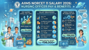 AIIMS NORCET 11 Salary 2026;out ₹44,900 Basic Pay, In-Hand Salary & Complete Salary Structure