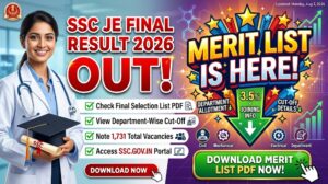 SSC JE Final Result 2026 Out: Merit List PDF, Final Cut Off, Selection List & 1,731 Posts